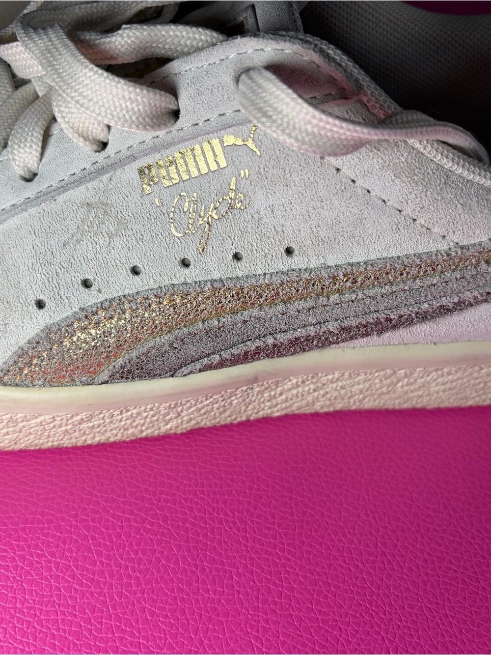 Puma “Clyde” Suede Sneakers metallic accents